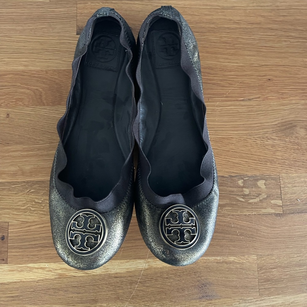 Tory Burch Caroline Gold Metallic Ballet Flats